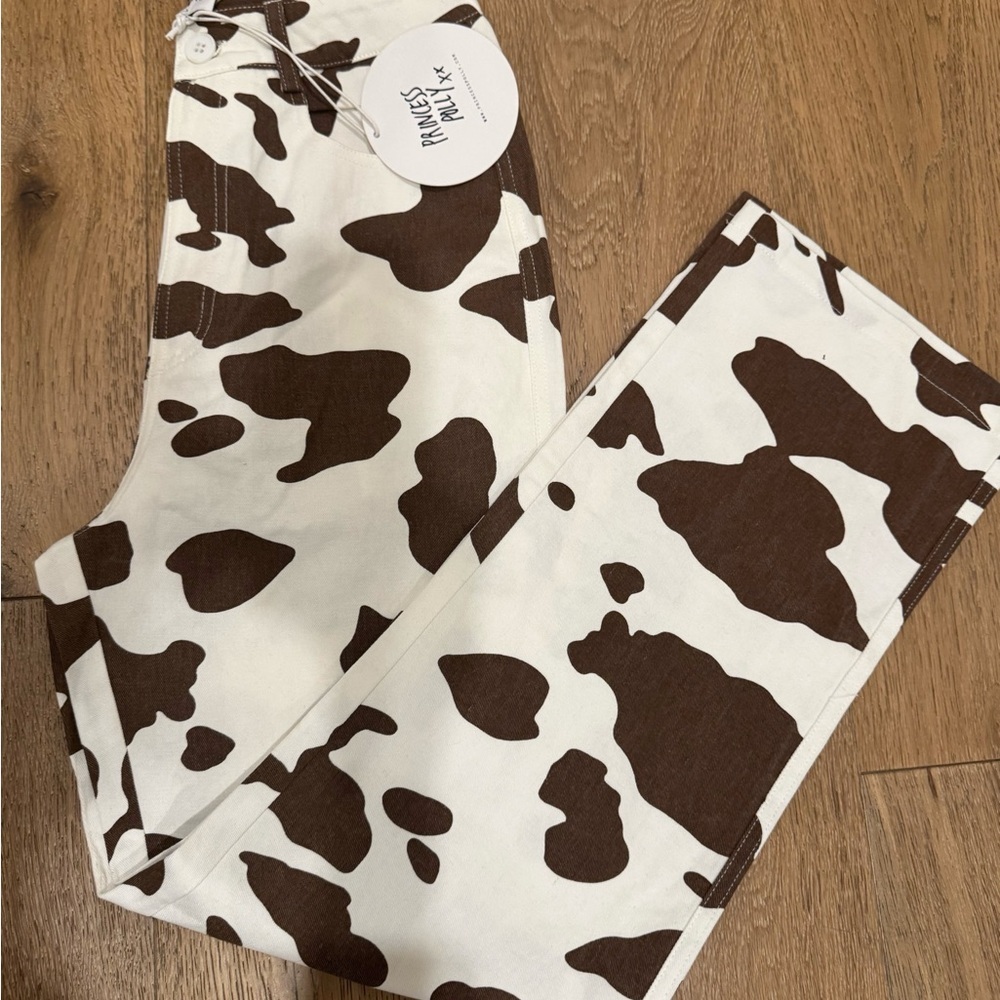 BNWT Princess Polly We Wild Cow Print Pants size 2 - Picture 7 of 9